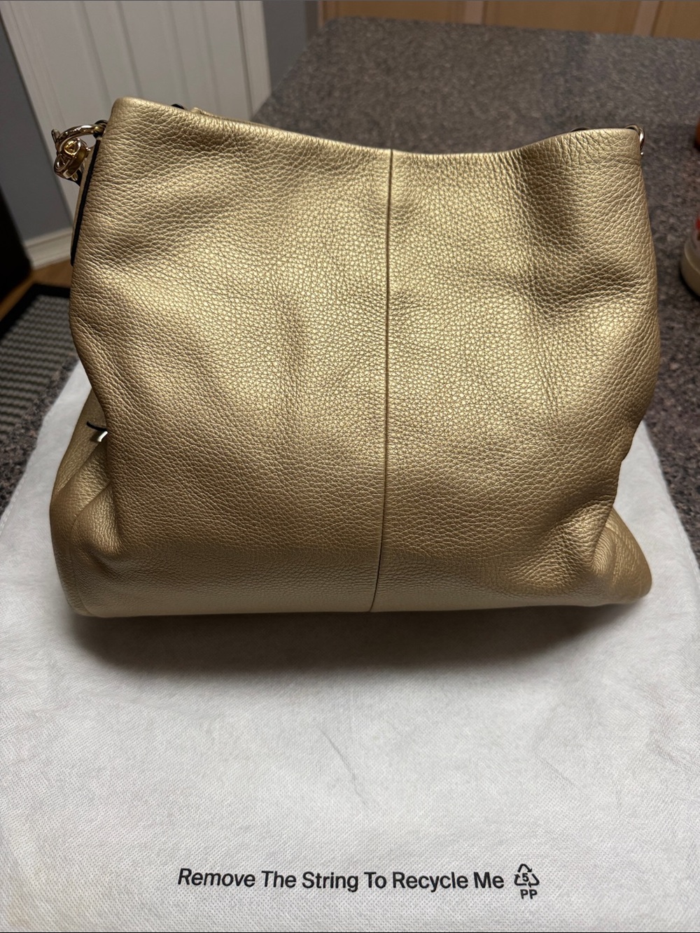 Coach Metallic Gold Pebbled Leather Shoulder Bag